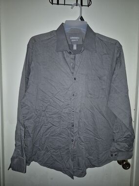 Van Heusen Black and Gray Micro-Check Dress Shirt